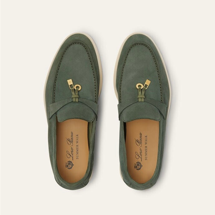 Loro Piana Summer Charms Walk Loafer Suede Green Lagoon (518W)