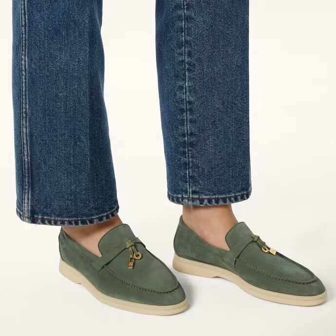 Loro Piana Summer Charms Walk Loafer Suede Green Lagoon (518W)