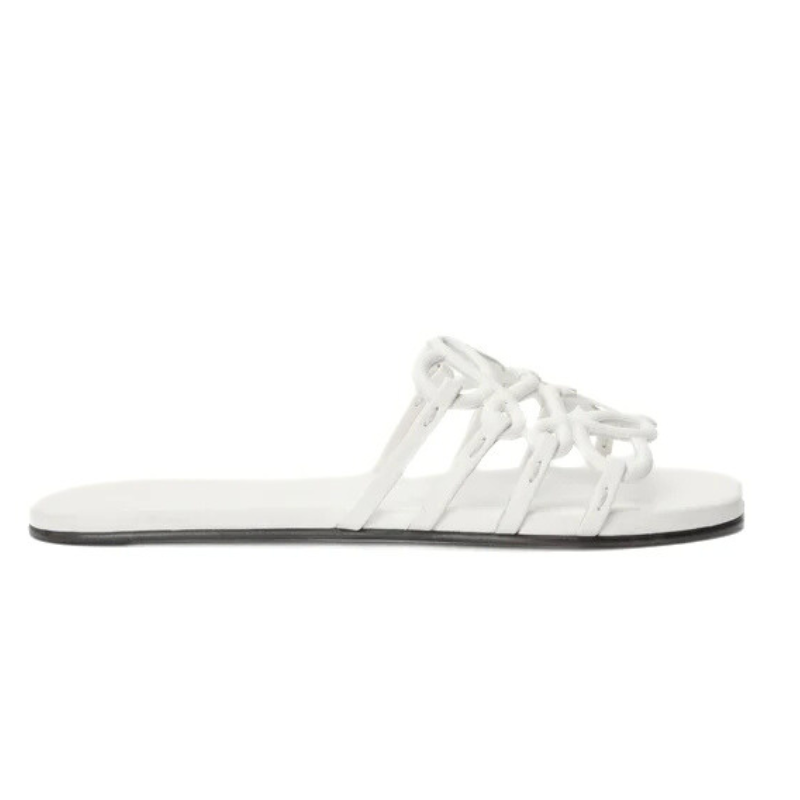 LOEWE Petal Anagram slide in soft calfskin white
