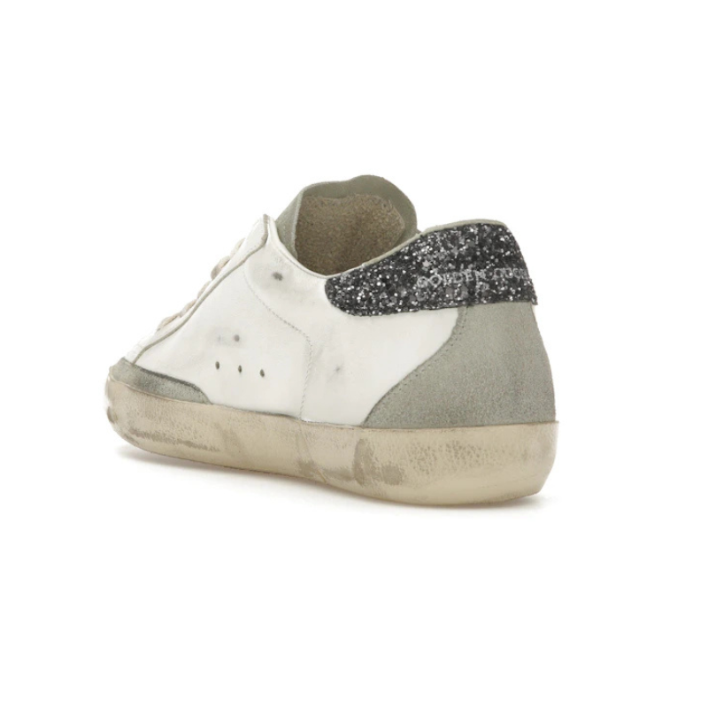 Golden Goose Super-Star – White Dark Grey Glitter
