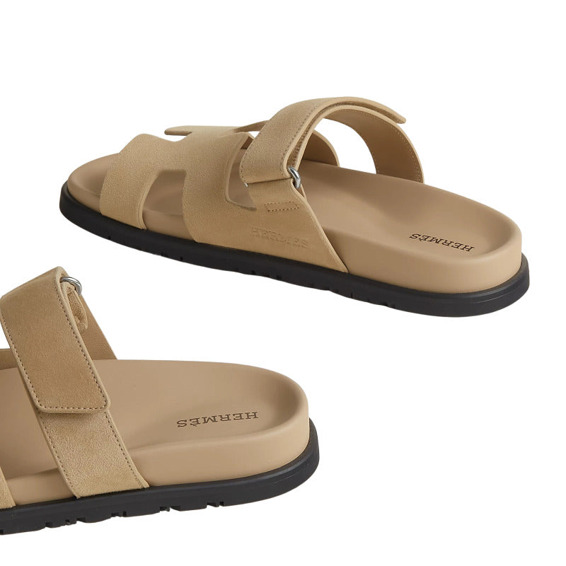 Hermès Chypre Sandals 'Beige Suede'