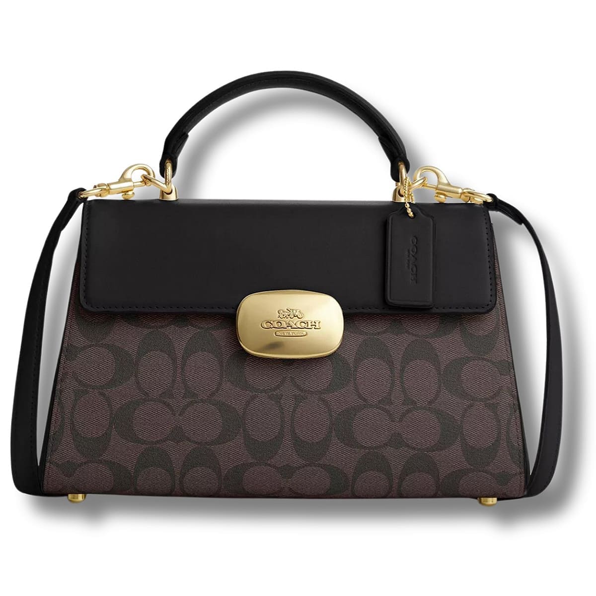 Original Outlet Coach Gold – Brown Black Women Handbag CW012
