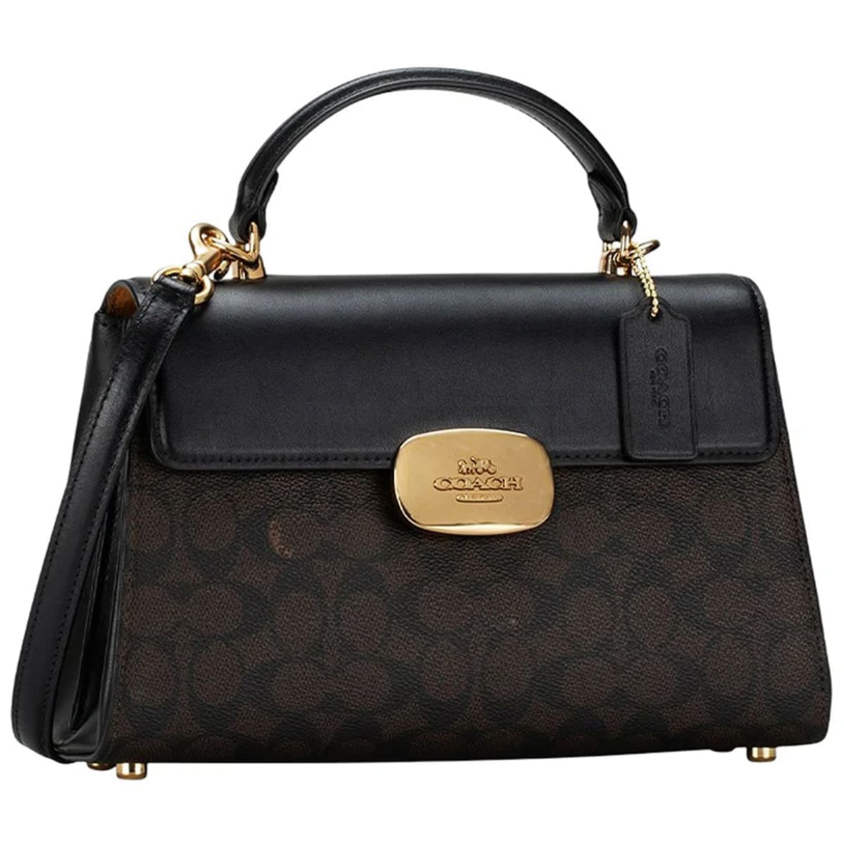 Original Outlet Coach Gold – Brown Black Women Handbag CW012