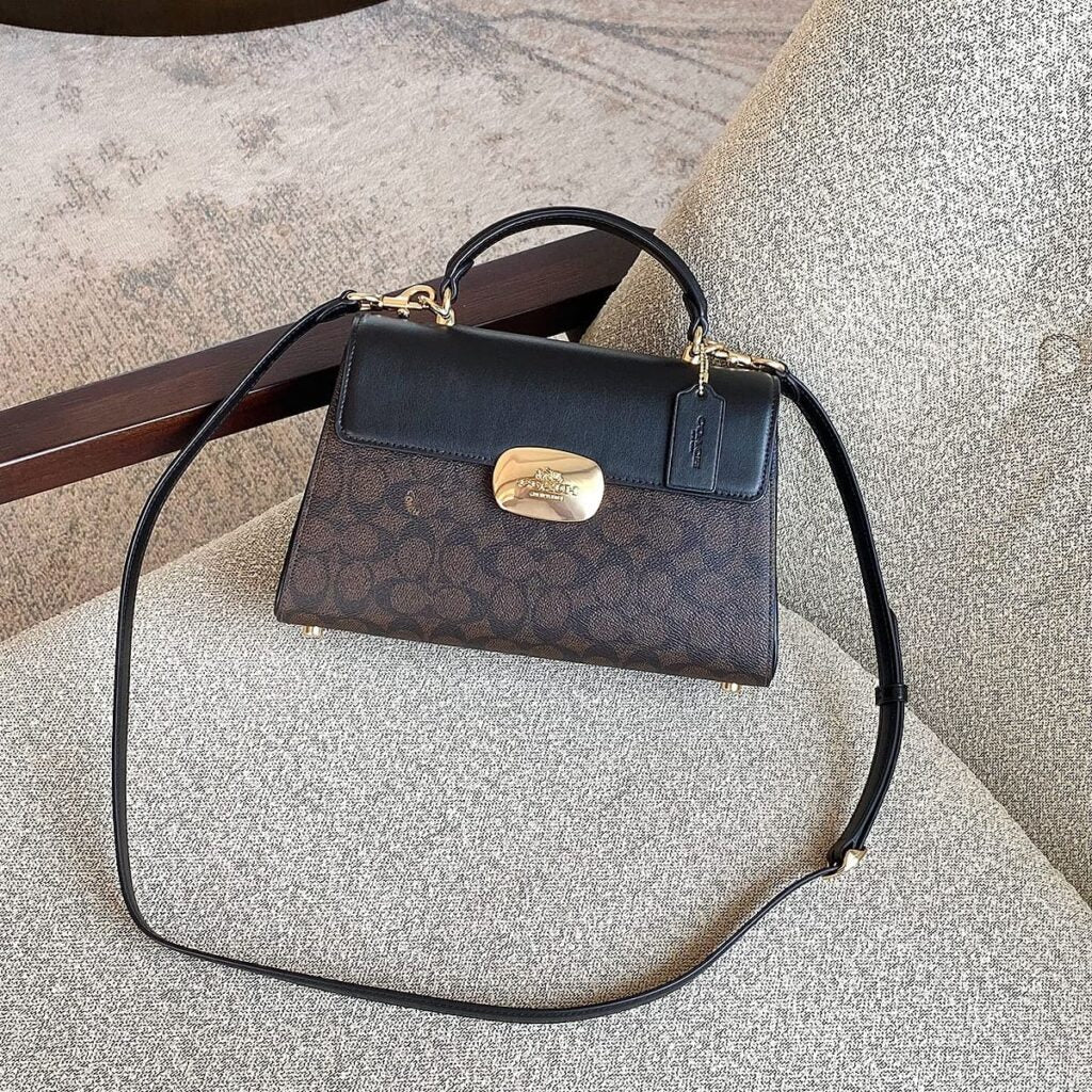 Original Outlet Coach Gold – Brown Black Women Handbag CW012