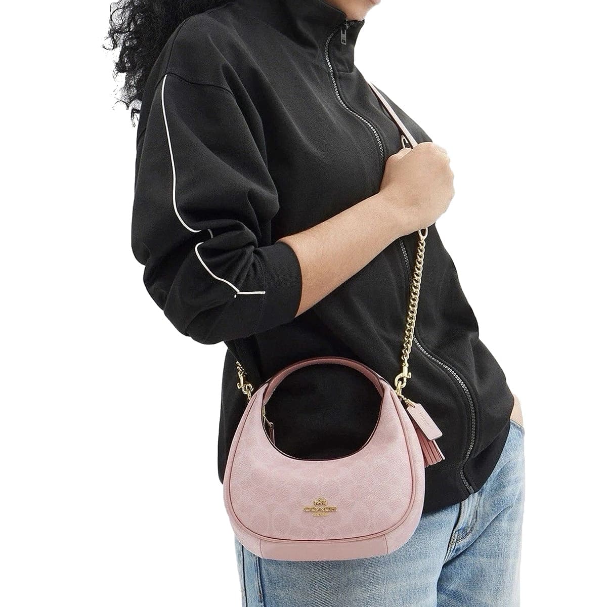 Original Outlet Coach Powder Pink Women Crossbody bag CAM83