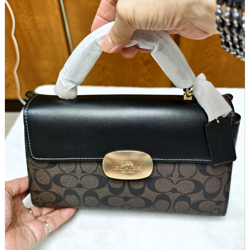 Original Outlet Coach Gold – Brown Black Women Handbag CW012